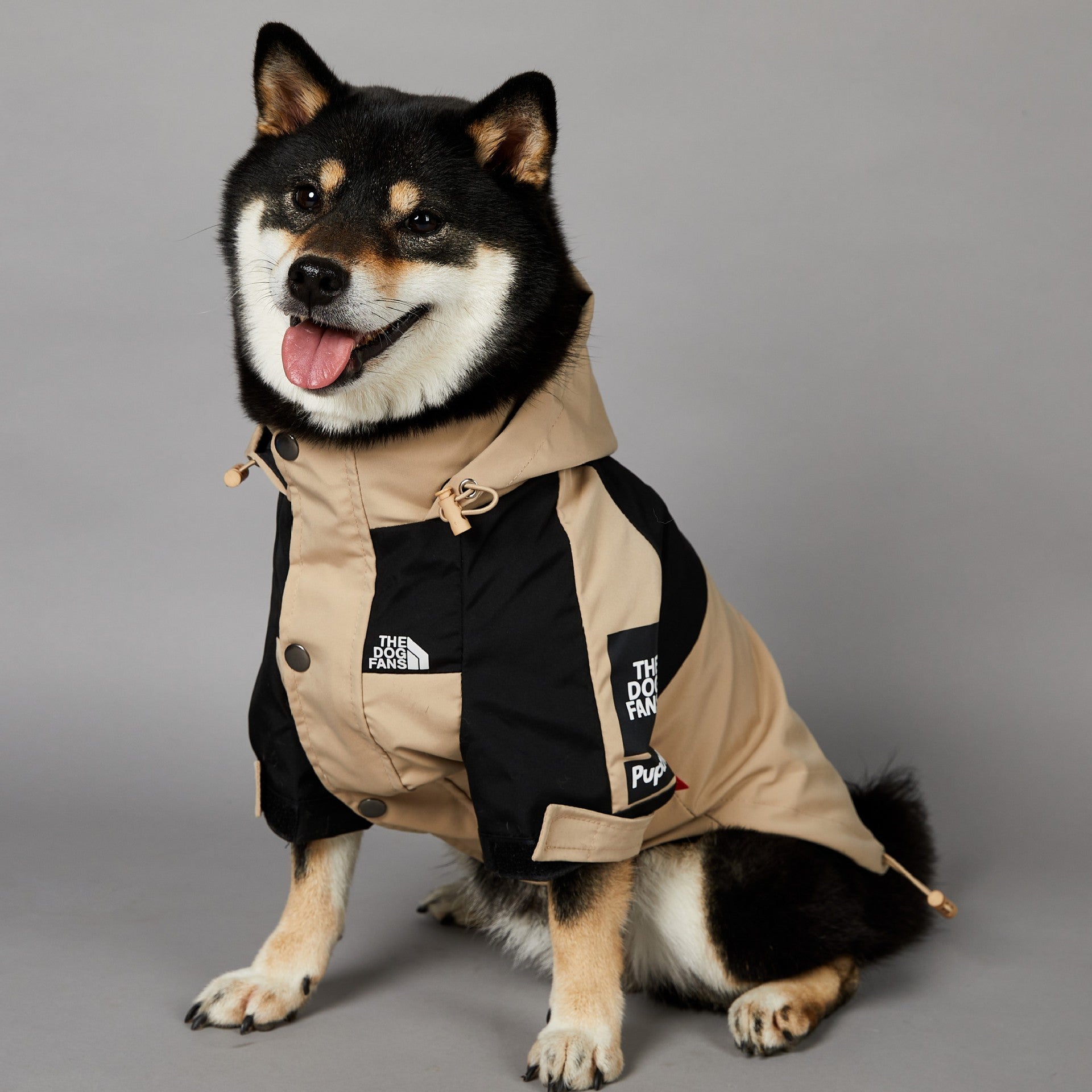 Khaki “the dog fans” dog rain coat