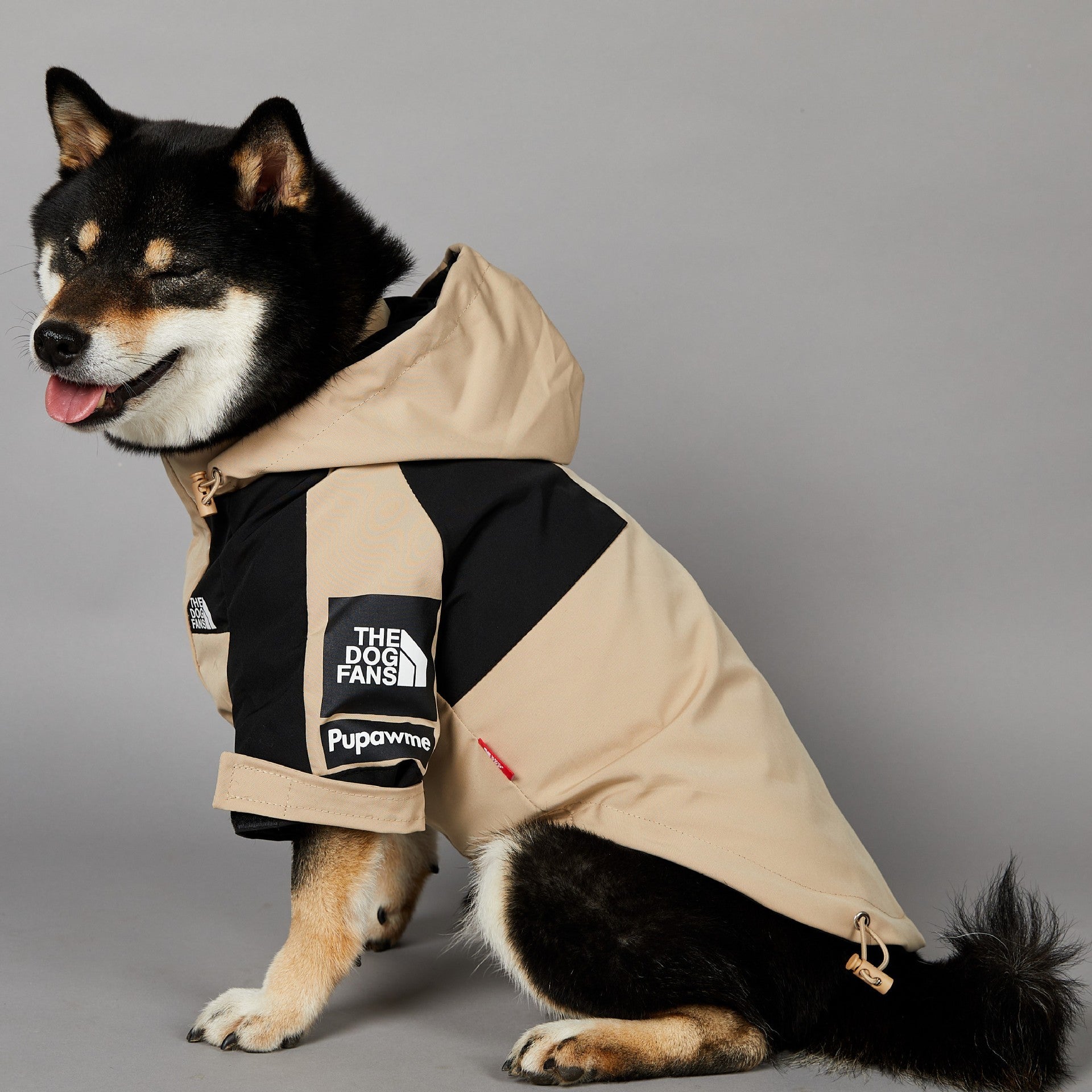 Khaki “the dog fans” dog rain coat