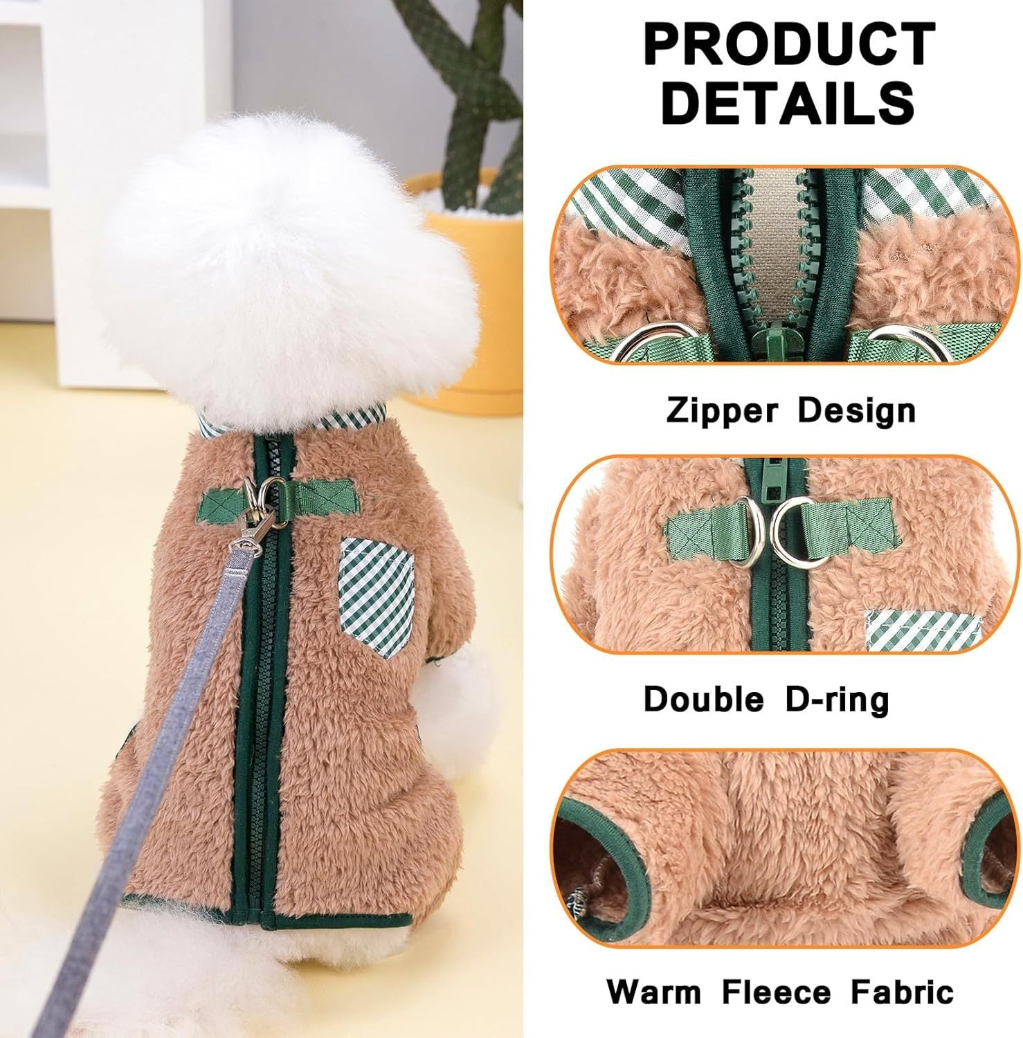 Plush Fleece Dog Coat For Small Dogs